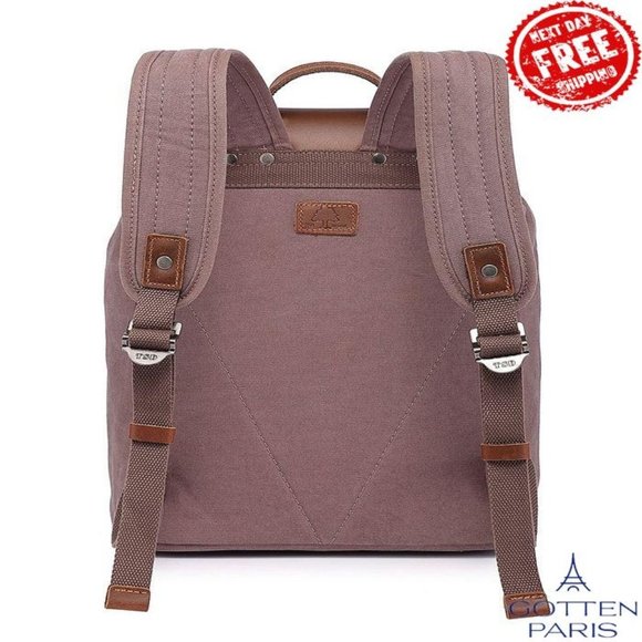 TSD BRAND Bigleaf Canvas Backpack Brown Women's Bag - Picture 6 of 12